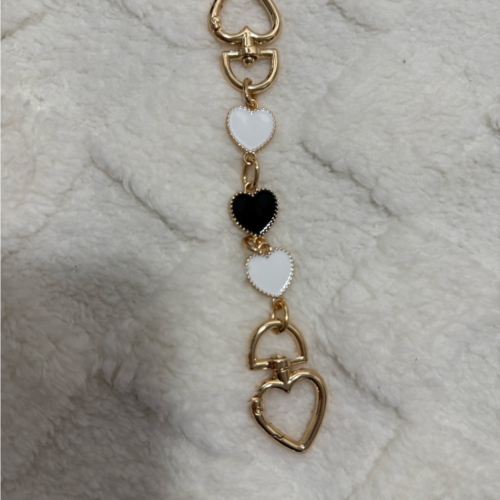 Gold and Black Heart Bag Charm